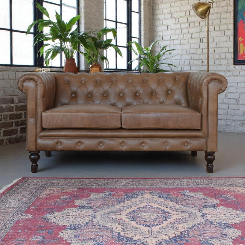 Buffalo Leather Chesterfield Sofa 2-Seater Artisan