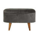 Grey Velvet Storage Footstool