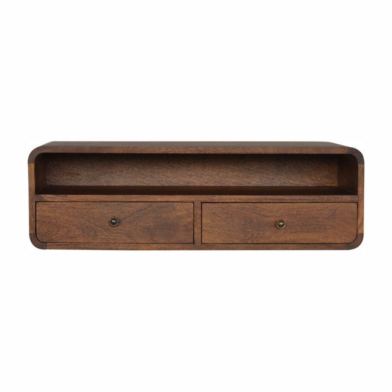 Floating Chestnut Open Console Table Artisan