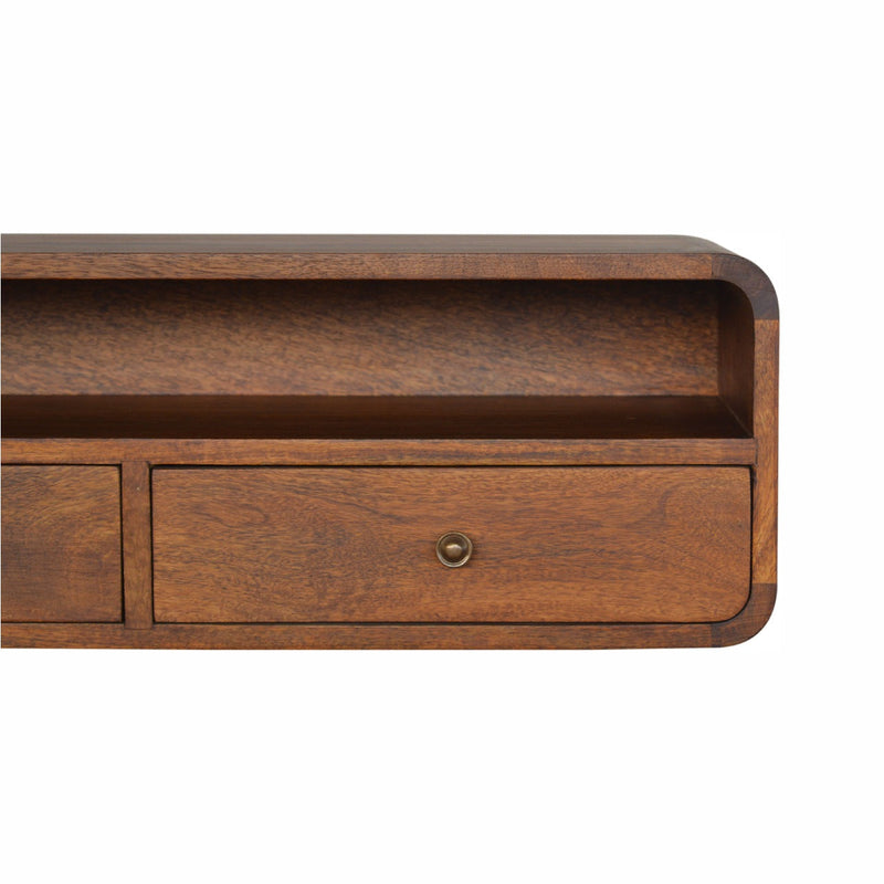 Floating Chestnut Open Console Table Artisan
