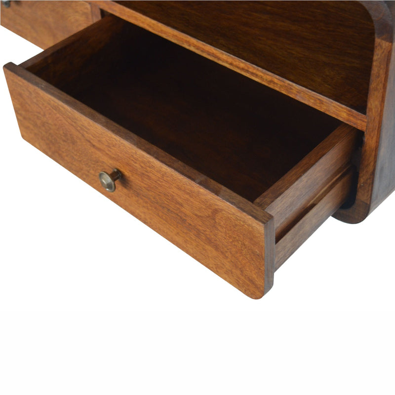 Floating Chestnut Open Console Table Artisan