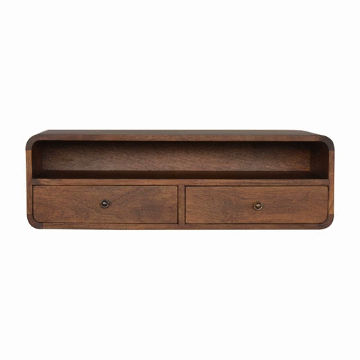 Floating Chestnut Open Console Table Artisan
