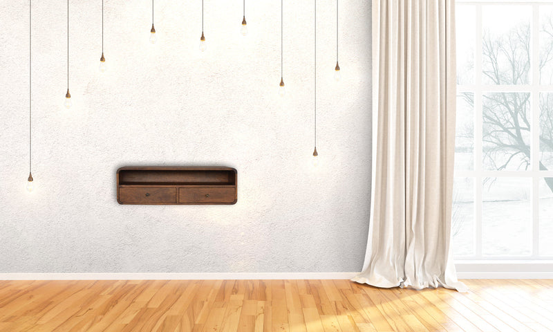 Floating Chestnut Open Console Table Artisan