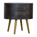 Ash Black Nightstand with Brass Legs