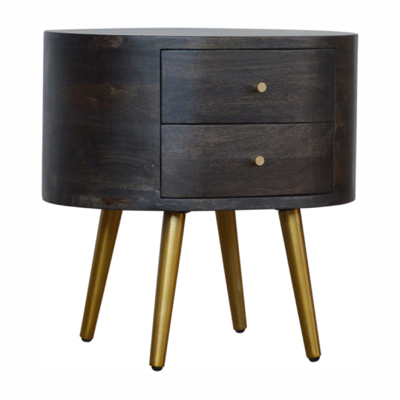Ash Black Nightstand with Brass Legs