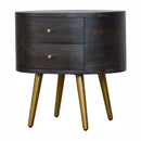 Ash Black Nightstand with Brass Legs