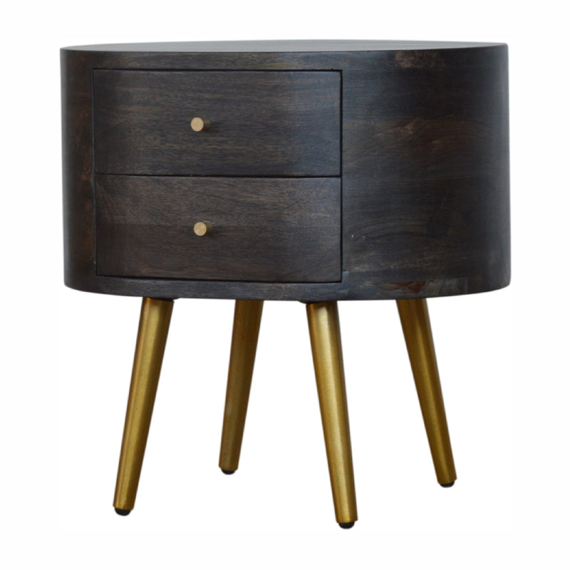 Ash Black Nightstand with Brass Legs