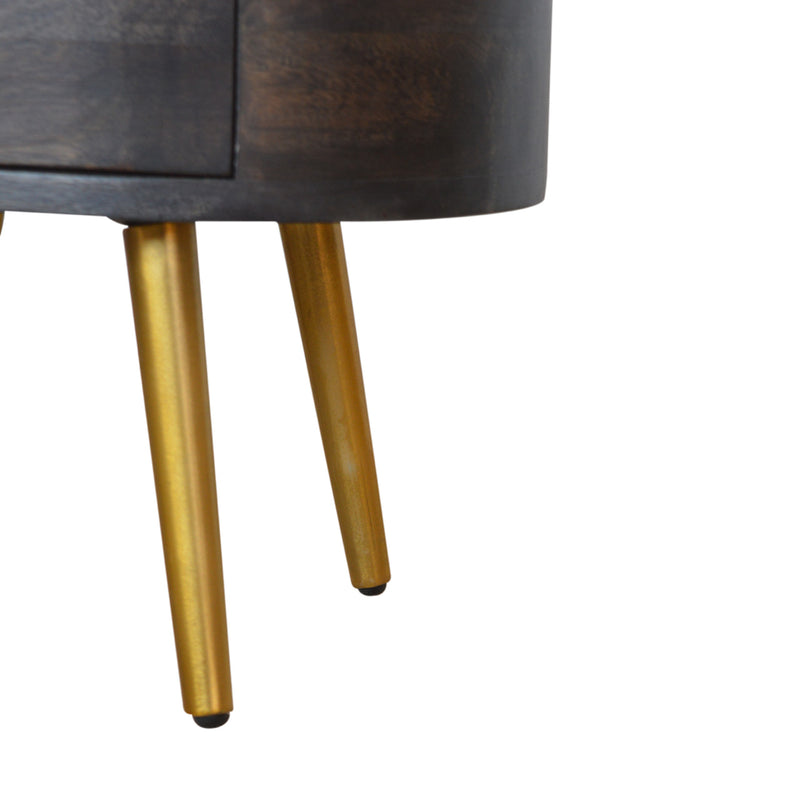 Ash Black Nightstand with Brass Legs