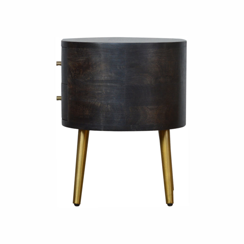 Ash Black Nightstand with Brass Legs