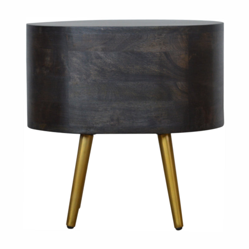 Ash Black Nightstand with Brass Legs