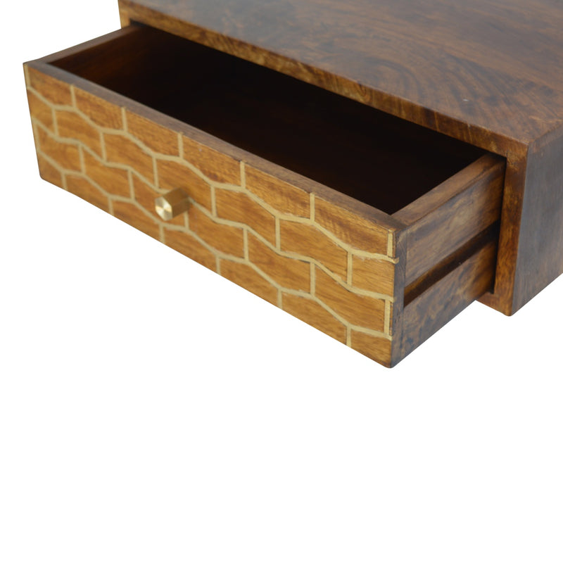 Floating Gold Art Chestnut Nightstand