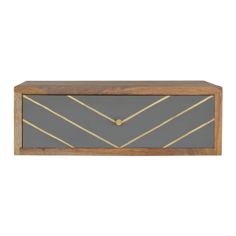 Floating Cement Brass Inlay Nightstand