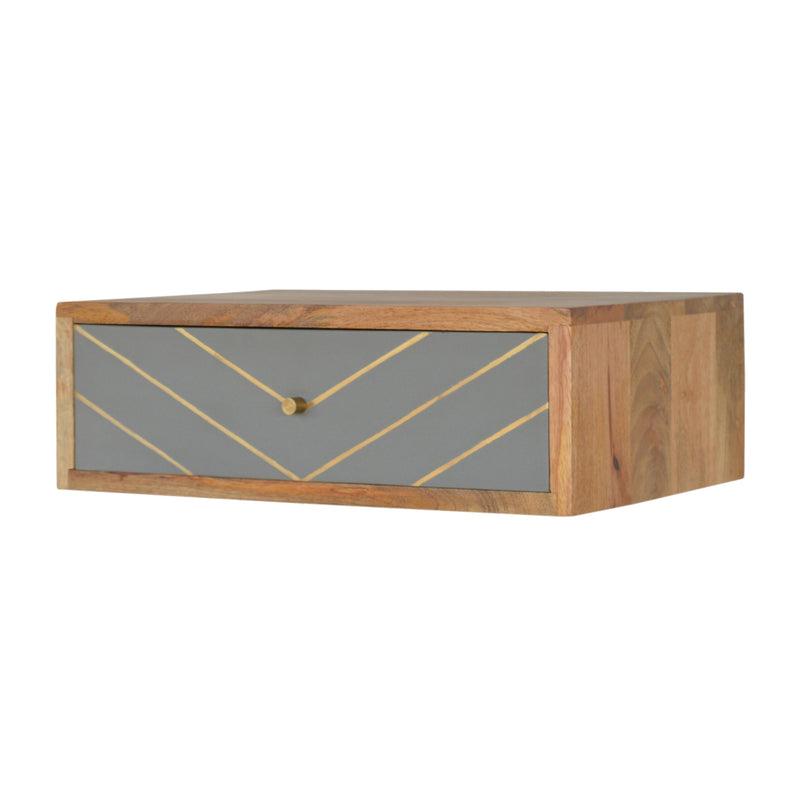 Floating Cement Brass Inlay Nightstand