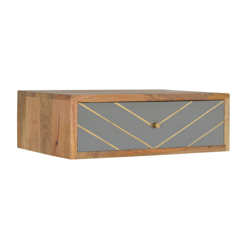 Floating Cement Brass Inlay Nightstand