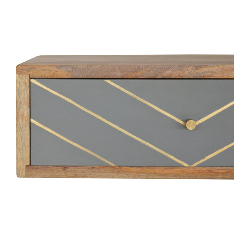 Floating Cement Brass Inlay Nightstand