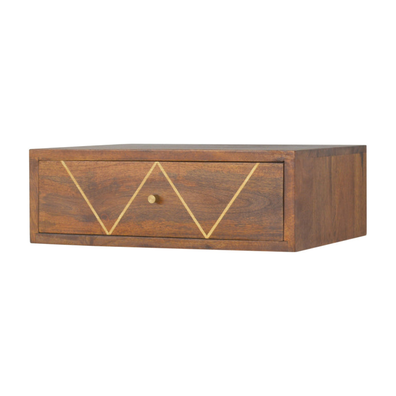 Floating Chestnut Brass Nightstand Artisan