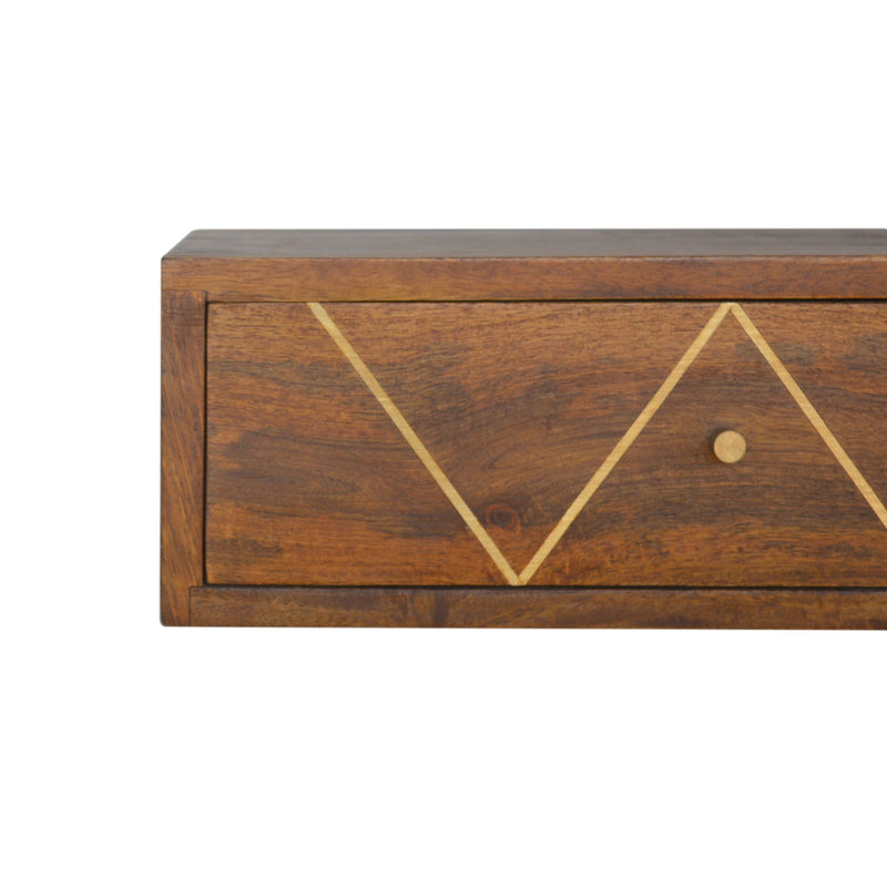 Floating Chestnut Brass Nightstand Artisan