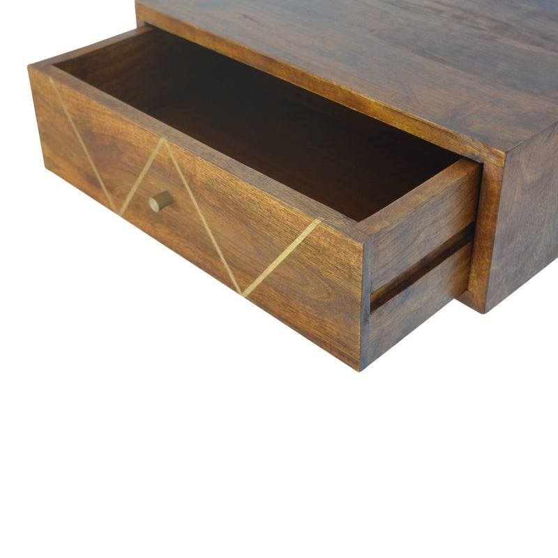 Floating Chestnut Brass Nightstand Artisan