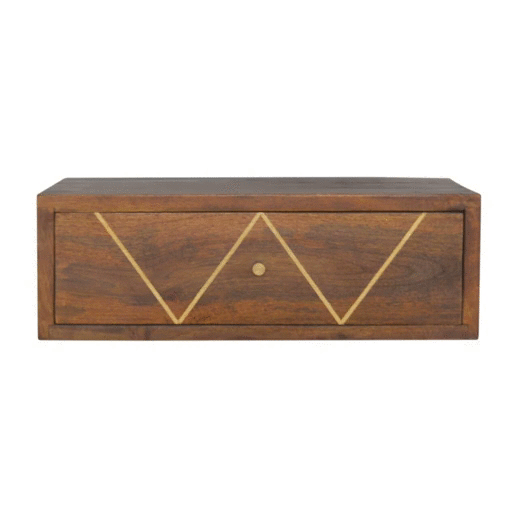 Floating Chestnut Brass Nightstand Artisan
