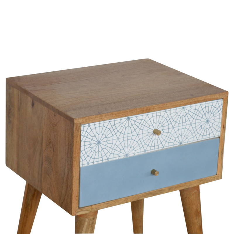 Blue Patterned Nightstand
