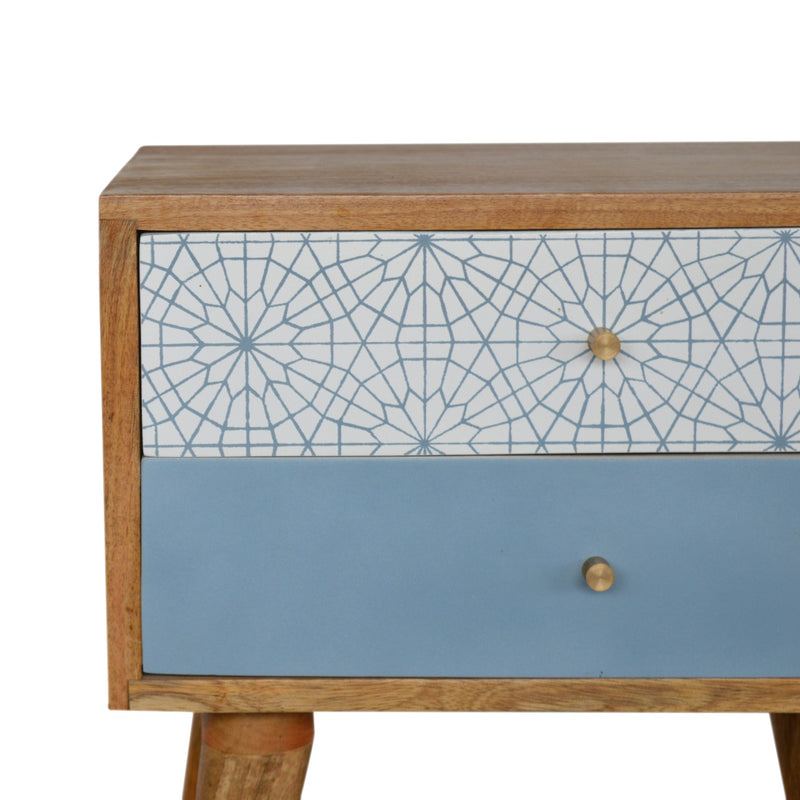 Blue Patterned Nightstand