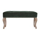 French Style Emerald Velvet Bench