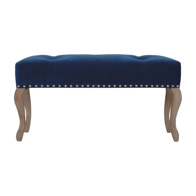 French Royal Blue Velvet Bench