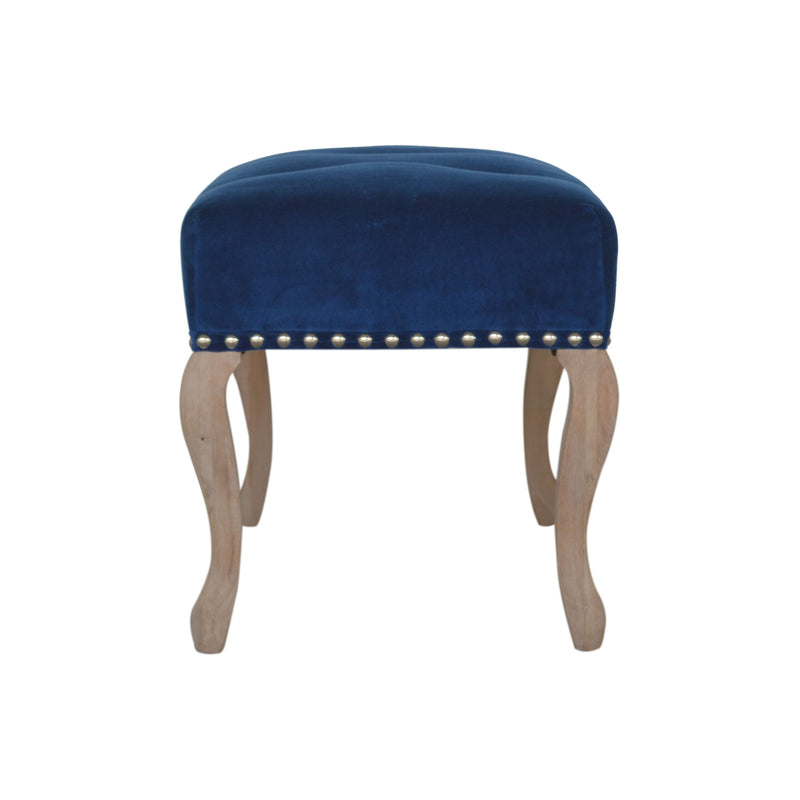 French Royal Blue Velvet Bench