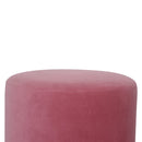 Pink Velvet Wooden Footstool
