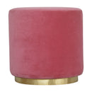 Large Pink Footstool with Gold Base