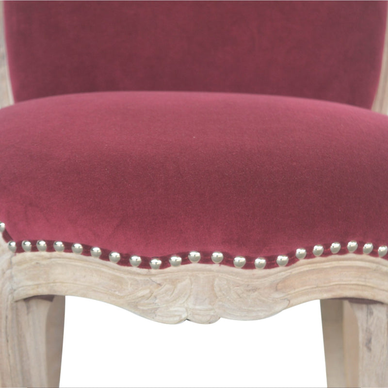 Wine Red Velvet Studded Chair