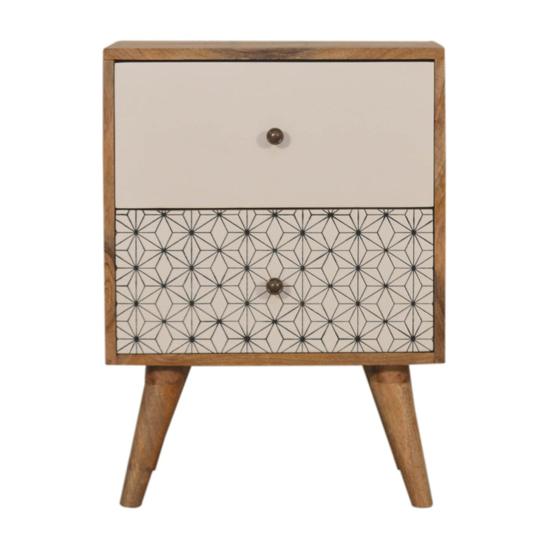 Geo Screen Printed 2 Tone Nightstand