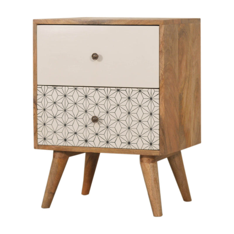 Geo Screen Printed 2 Tone Nightstand