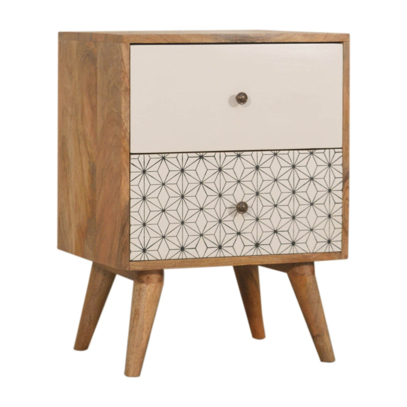 Geo Screen Printed 2 Tone Nightstand