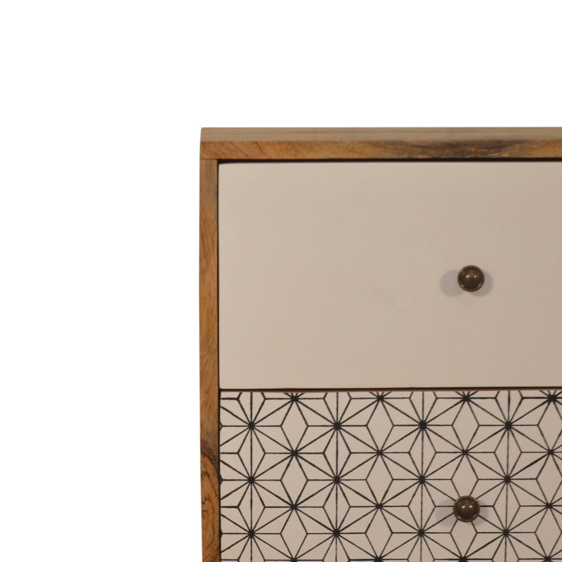 Geo Screen Printed 2 Tone Nightstand