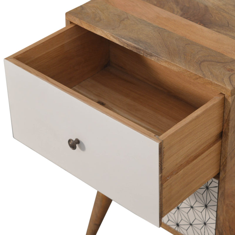 Geo Screen Printed 2 Tone Nightstand