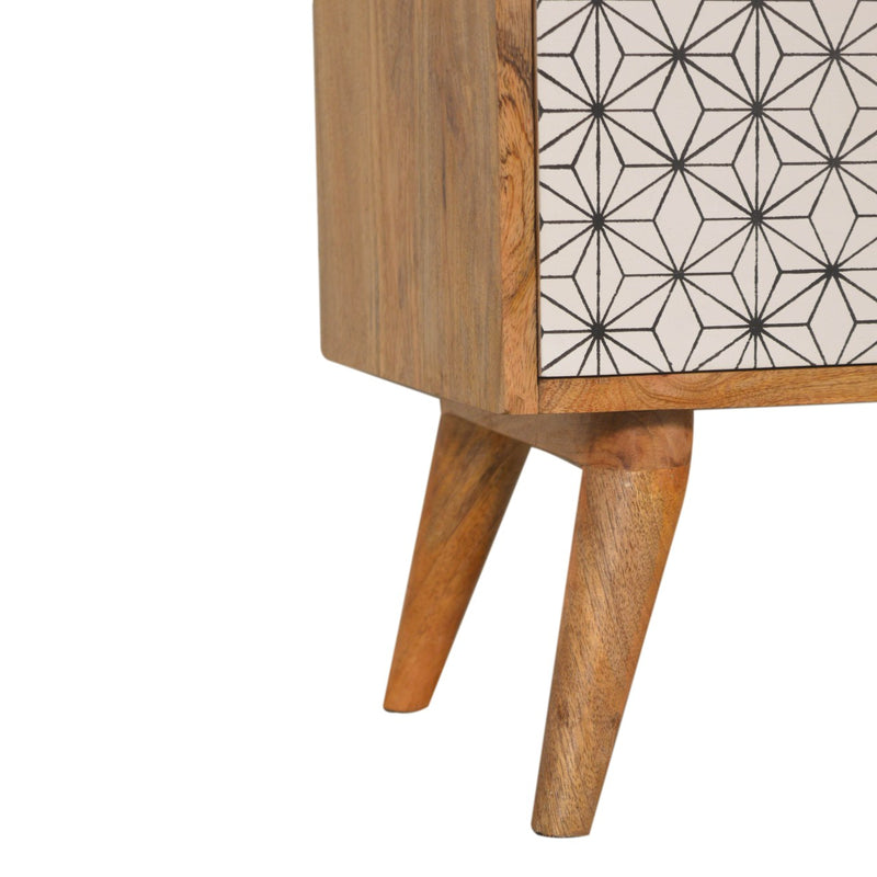 Geo Screen Printed 2 Tone Nightstand