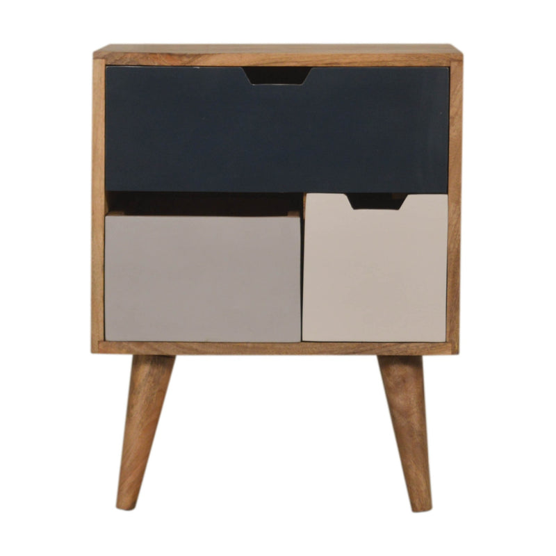 Navy Multi 3 Drawer Bedside