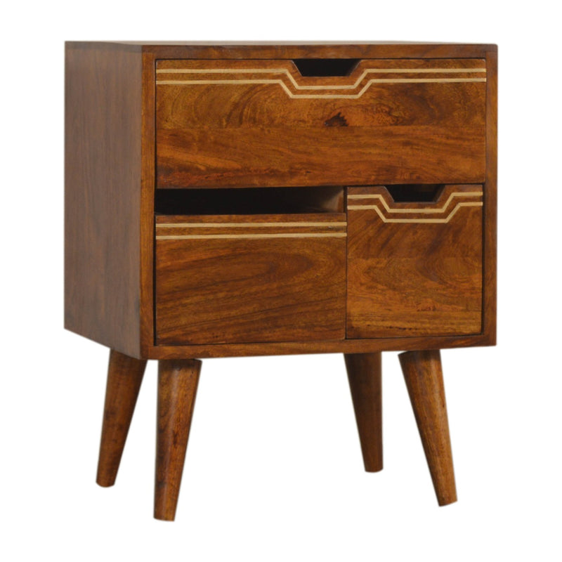 Multi Drawer Chestnut Nightstand