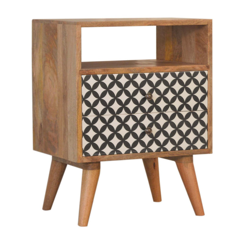 Diamond Print Open Slot Nightstand