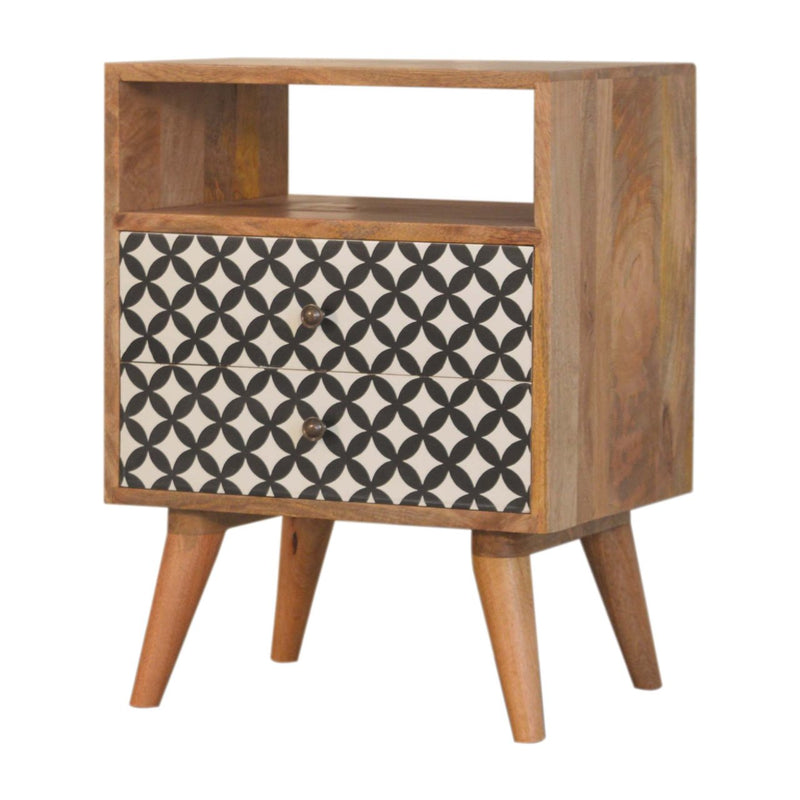 Diamond Print Open Slot Nightstand