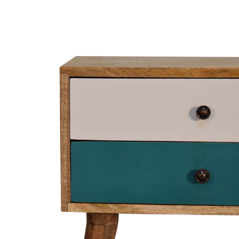 Teal Modern Solid Wood Nightstand