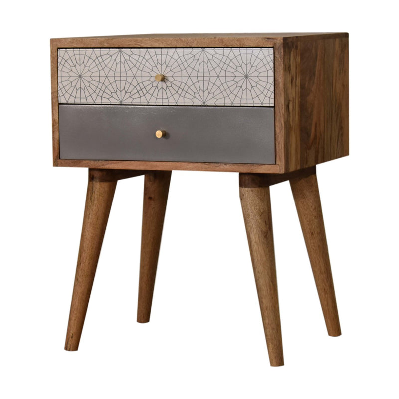 Grey Patterned Nightstand