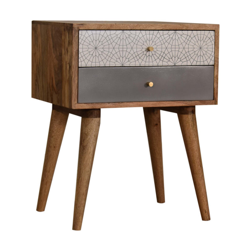 Grey Patterned Nightstand