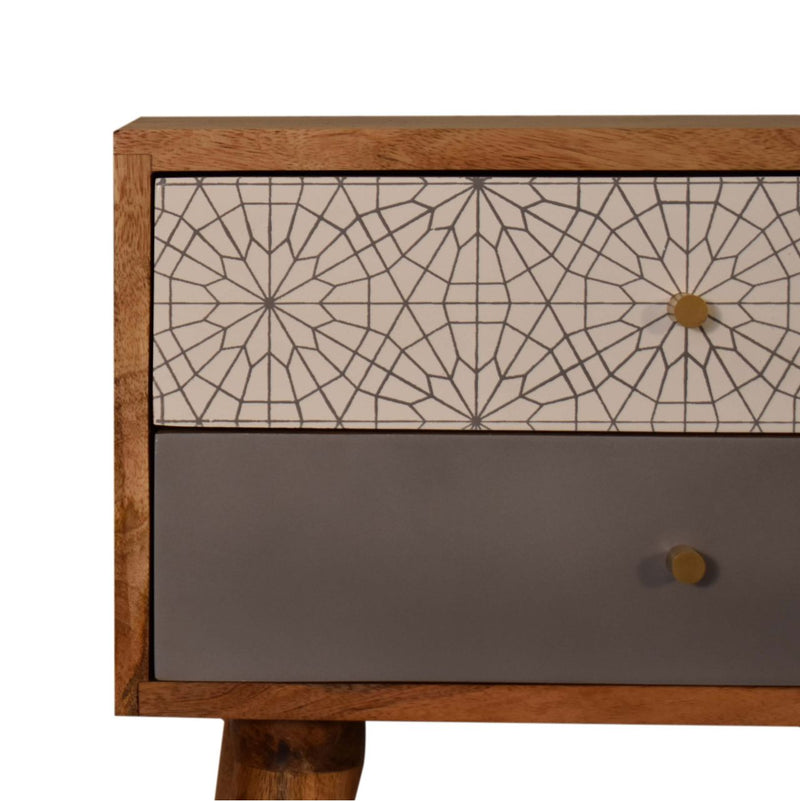 Grey Patterned Nightstand