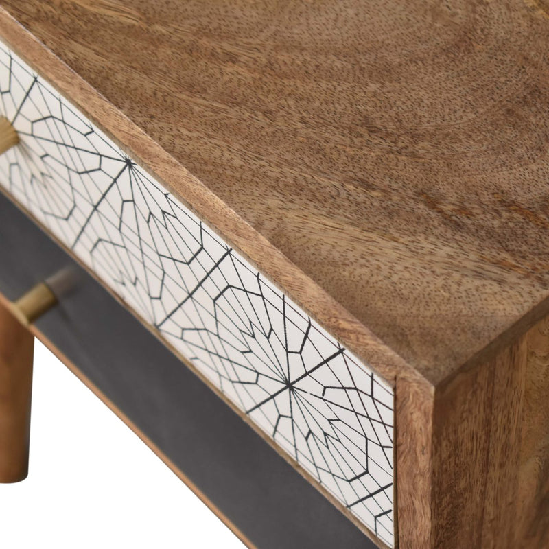 Black Patterned Nightstand