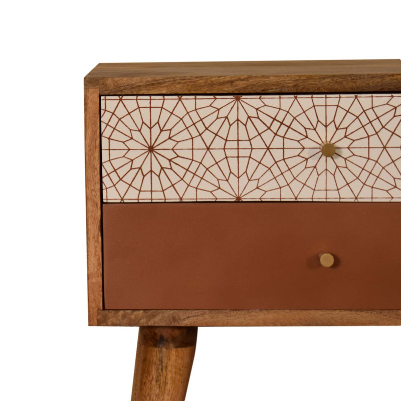 Brick Red Patterned Nightstand