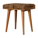 Leopard Velvet Tray Style Footstool Artisan