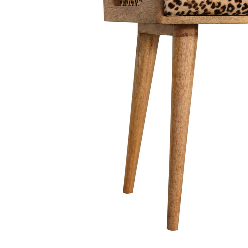 Leopard Velvet Tray Style Footstool Artisan