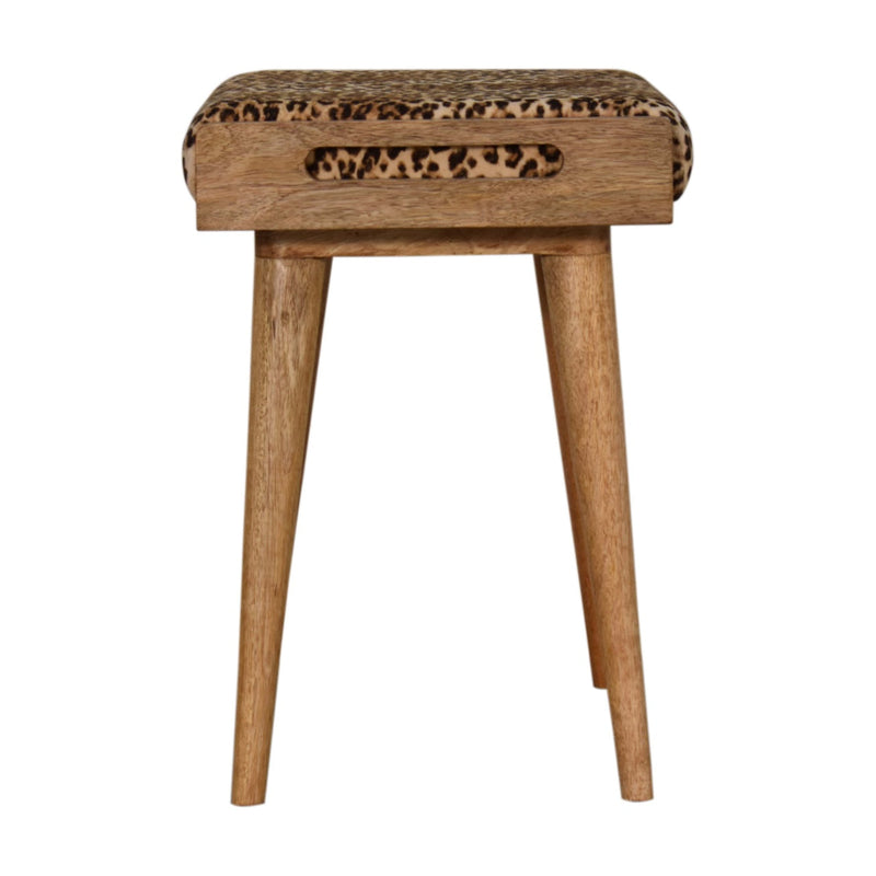 Leopard Velvet Tray Style Footstool Artisan